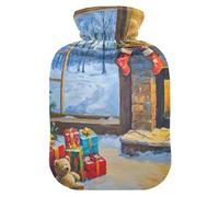 Encantadora botella de agua caliente para árbol de Navidad de invierno con cubierta suave, calentador de pies con funda suave, bolsa de agua caliente para aliviar el dolor de cuello y hombros, 2