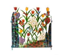 Encantadora decoración de jardín de flores y mariposas de metal para espacios al aire libre, añade estética moderna a tu paisaje (B)