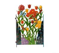 Encantadora decoración de jardín de flores y mariposas de metal para espacios al aire libre, añade estética moderna a tu paisaje (C)