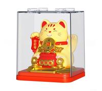 Encantadora decoración solar de gato que agita la mano para oficinas y hogares, difunde buenos deseos y positivo sin esfuerzo (E)