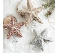 Encantadora estrella para árbol de Navidad, diseñada para reflejar la luz y crear un ambiente mágico para reuniones familiares (plata)