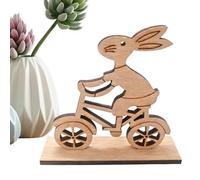 Encantadora figura de conejito de Pascua, decoración de mesa con diseño de conejito de rueda con detalles pintados a mano, de resina de conejo de Pascua para exhibición de estanterías