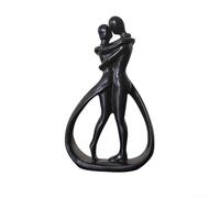 Encantadora figura de resina para pareja, decoración abstracta para el hogar, perfecta para simbolizar el amor y el compromiso (negro)