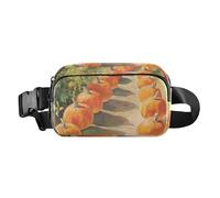 Encantadora riñonera con diseño de arcoíris para hombres y mujeres, pequeña bolsa de pecho con correa ajustable para ciclismo, Camino de jardín de calabazas, 1 size