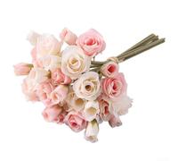 Encantadoras rosas artificiales para decoración del hogar y boda, fáciles de cuidar para belleza durante todo el año (rosa claro)