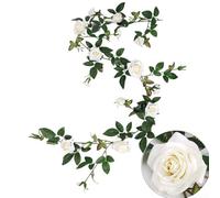 Encantadores arreglos florales con vides artificiales que mejoran tu decoración para bodas y reuniones en casa (blanco)