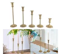 Encantadores portavelas decorativos de latón perfectos para mejorar el ambiente en casa o durante celebraciones (9.3 x 34)