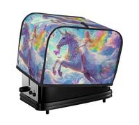 Encantadores unicornios y elfos cubierta para tostadora de 2 rebanadas de cocina con bolsillos, protección contra el polvo y las huellas dactilares