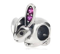 Encanto de conejo de plata de ley 925 encanto animal suerte encanto mascota para pulsera Pandora encanto