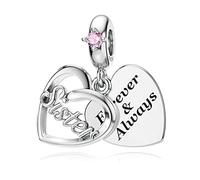 Encanto de hermana Encantos de corazón de plata esterlina para Pandora Pink Zirkonia