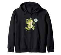 Encanto de la naturaleza con esta rana con gráfico de diente de león Sudadera con Capucha