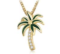 Encanto de palmera de coco S925 Collar colgante de árbol de coco tropical de plata esterlina Circón Clavícula Cadena Accesorios de joyería para mujer-gold-One size