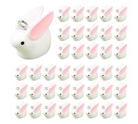 Encanto de resina de conejo de 40 piezas para joyas que hacen mini encanto de la Pascua de resina de conejo blanco, lindo conejito de animales para joyas de bricolaje que fabrican llaves de collar de