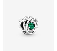 Pandora Moments Dije de plata de ley con diseño de círculo de la eternidad con cristal verde real