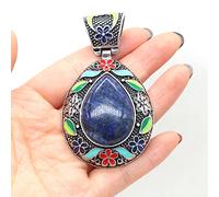 Encantos de concha de ágata de cristal de piedra natural Joyería bohemia vintage para collar de bricolaje,Lapislázuli