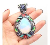 Encantos de concha de ágata de cristal de piedra natural Joyería bohemia vintage para collar de bricolaje,Ópalo