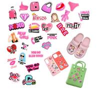 Encantos de zapatos rosas para niñas, decoraciones de zapatos de chicas malas, para pulsera Muñequera Zuecos Sandalias Regalos de fiesta de cumpleaños Regalos Adolescentes Niños Adultos, Navidad