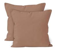 Encasa Conjuntos de Almohadas de algodón de algodón de 2 I 16x16 in (40x40 cm) - Broncearse I No Insertar I Plain Square Cubas de Almohadas I Lavable | Solamente para Uso en Interiores