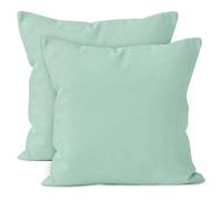 Encasa Conjuntos de Almohadas de algodón de algodón de 2 I 16x16 in (40x40 cm) - Menta Verde I No Insertar I Plain Square Cubas de Almohadas I Lavable | Solamente para Uso en Interiores