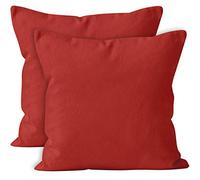 Encasa Conjuntos de Almohadas de algodón de algodón de 2 I 18x18 in (45x45 cm) - Ladrillo I No Insertar I Plain Square Cubas de Almohadas I Lavable | Solamente para Uso en Interiores