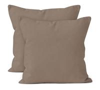 Encasa Conjuntos de Almohadas de algodón de algodón de 2 I 20x20 in (50x50 cm) - Beige I No Insertar I Plain Square Cubas de Almohadas I Lavable | Solamente para Uso en Interiores