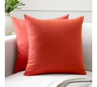 Encasa Conjuntos de Almohadas de algodón de algodón de 2 I 20x20 in (50x50 cm) - Ladrillo I No Insertar I Plain Square Cubas de Almohadas I Lavable | Solamente para Uso en Interiores