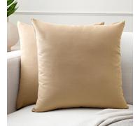 Encasa Conjuntos de Almohadas de algodón de algodón de 2 I 24x24 in (60x60 cm) - Beige Claro I No Insertar I Plain Square Cubas de Almohadas I Lavable | Solamente para Uso en Interiores