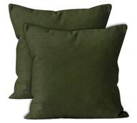 Encasa Conjuntos de Almohadas de algodón de algodón de 2 I 24x24 in (60x60 cm) - Hoja Verde I No Insertar I Plain Square Cubas de Almohadas I Lavable | Solamente para Uso en Interiores