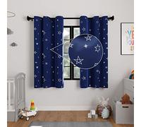 Encasa Cortinas de Apagón Impresas 113x137 cm, 2 Pc | Foil de Plata Marina Estrella Diseño I Room Darking - Bloques 85% Light | Reducción de Sonido y Calor para el Dormitorio Que Lavaba