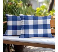 Encasa Homes Fundas de Almohada 2 Piezas (30 x 50 cm) - Cheques Buffalo Azul - Lona de algodón Suave sin Color Rectangular Funda de cojín Decorativo Colorido para la decoración del hogar