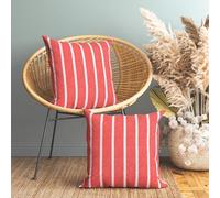 Encasa Homes Fundas de Almohada 2 Piezas (50 x 50 cm) - Roma Rayas Rojas - Lona de algodón Suave sin Color Rectangular Funda de cojín Decorativo Colorido para la decoración del hogar