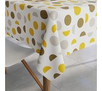 Encasa Homes Mantel Estampado de 145 x 145 cm para Square Mesa de Comedor, 100% algodón, Lavable a máquina, Duradero, Rectangular, para casa, Restaurante, Banquete - Yellow Moon