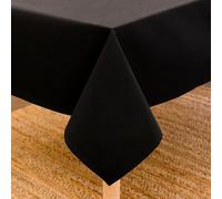 Encasa Mantel Medidas 140x180 cm | Tela de Lona de algodón | Color sólido Negro Azabache Intenso | Mantel de Comedor para decoración - Lavable a máquina