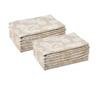 Encasa Servilletas de Mesa de Comedor Conjunto de 12 I Tamaño 45x45 cm I Floral Beige Impresión de Estilo Jacquard En Algodón Casero I Colores Rápidos, Lavable a Máquina