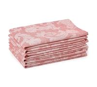 Encasa Servilletas de Mesa de Comedor Conjunto de 6 I Tamaño 45x45 cm I Floral Rojo Impresión de Estilo Jacquard En Algodón Casero I Colores Rápidos, Lavable a Máquina