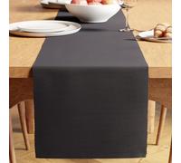 Encasa XO Camino de Mesa | Algodón de Canalé Fino Teñido con Hilo | Tamaño 32x150 cm | Gris sólido | Lavable a Máquina