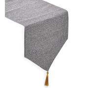 Encasa XO Camino de Mesa de Chenilla Fina para Comedor con Extremo en V y borlas, 32x150 cm - Plata | Paño Decorativo para Fiestas, Bodas, hogar, cafés, restaurantes y hoteles