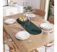 Encasa XO Camino de Mesa | Estilo Acanalado Hecho a Mano en Algodón | 30x91 cm | Verde Oscuro | para Mesas de Centro y de Café