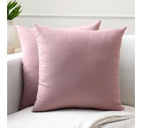 Encasa XO Conjuntos de Almohadas de algodón de algodón de 2 I 16x16 in (40 x 40 cm) - Color de Malva I No Insertar I Plain Square Cubas de Almohadas I Lavable | para Uso en Interiores