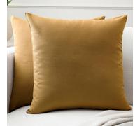 Encasa XO Conjuntos de Almohadas de algodón de algodón de 2 I 16x16 in (40 x 40 cm) - Mostaza I No Insertar I Plain Square Cubas de Almohadas I Lavable | para Uso en Interiores