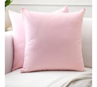 Encasa XO Conjuntos de Almohadas de algodón de algodón de 2 I 16x16 in (40 x 40 cm) - Rosa Claro I No Insertar I Plain Square Cubas de Almohadas I Lavable | para Uso en Interiores