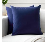 Encasa XO Conjuntos de Almohadas de algodón de algodón de 2 I 18x18 in (45 x 45 cm) - Azul escocés I No Insertar I Plain Square Cubas de Almohadas I Lavable | para Uso en Interiores