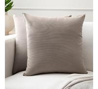 Encasa XO Conjuntos de Almohadas de algodón de algodón de 2 I 18x18 in (45 x 45 cm) - Beige I No Insertar I Plain Square Cubas de Almohadas I Lavable | para Uso en Interiores