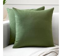 Encasa XO Conjuntos de Almohadas de algodón de algodón de 2 I 18x18 in (45 x 45 cm) - Hoja Verde I No Insertar I Plain Square Cubas de Almohadas I Lavable | para Uso en Interiores