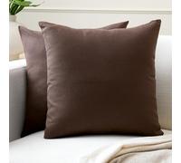 Encasa XO Conjuntos de Almohadas de algodón de algodón de 2 I 18x18 in (45 x 45 cm) - Taupe Oscuro I No Insertar I Plain Square Cubas de Almohadas I Lavable | para Uso en Interiores