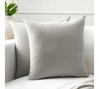 Encasa XO Conjuntos de Almohadas de algodón de algodón de 2 I 20x20 in (50 x 50 cm) - Gris Claro I No Insertar I Plain Square Cubas de Almohadas I Lavable | para Uso en Interiores