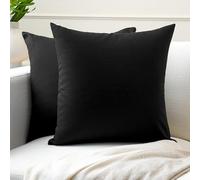 Encasa XO Conjuntos de Almohadas de algodón de algodón de 2 I 20x20 in (50 x 50 cm) - Negro Azabache I No Insertar I Plain Square Cubas de Almohadas I Lavable | para Uso en Interiores