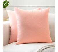 Encasa XO Conjuntos de Almohadas de algodón de algodón de 2 I 20x20 in (50 x 50 cm) - Polvo de Color Rosa I No Insertar I Plain Square Cubas de Almohadas I Lavable | para Uso en Interiores