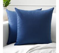 Encasa XO Conjuntos de Almohadas de algodón de algodón de 2 I 24x24 in (60 x 60 cm) - Azul Cobalto I No Insertar I Plain Square Cubas de Almohadas I Lavable | para Uso en Interiores