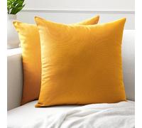 Encasa XO Conjuntos de Almohadas de algodón de algodón de 2 I 24x24 in (60 x 60 cm) - Mango I No Insertar I Plain Square Cubas de Almohadas I Lavable | para Uso en Interiores